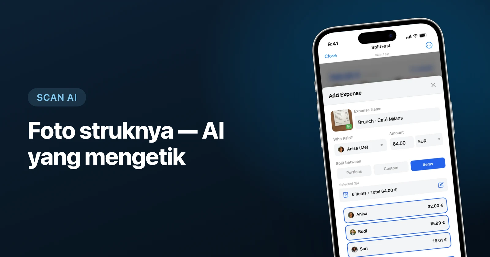 Menambahkan pengeluaran dalam mata uang asli di SplitFast